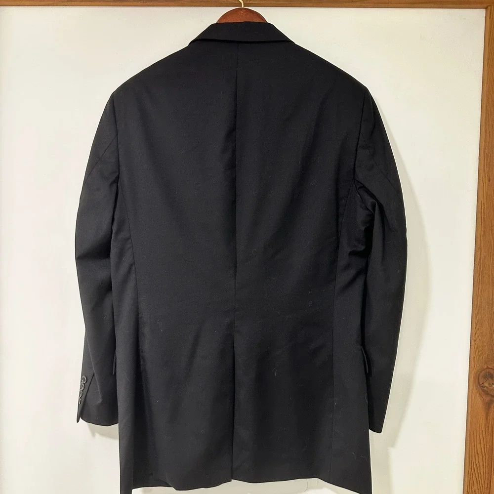 Jos A Bank Signature Men 40L Black Suit Jacket Blazer 100% Wool 2 Button Long